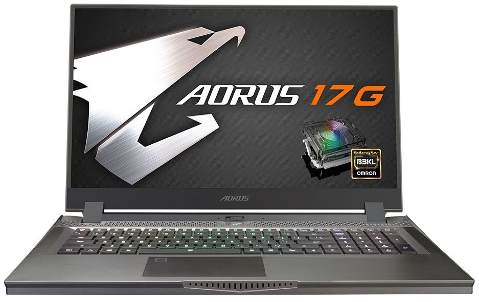 Gigabyte AORUS 17G ustawiony frontem — naprawa układu karty graficznej